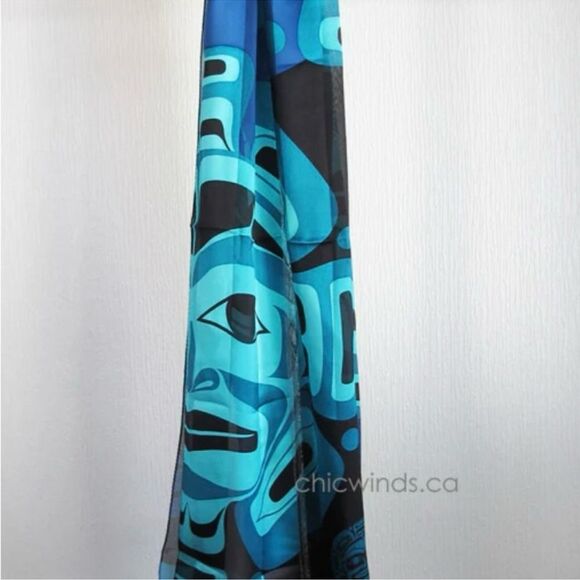 magenta moon mask silk teal blue luxury scarf wrap - Picture 1 of 16